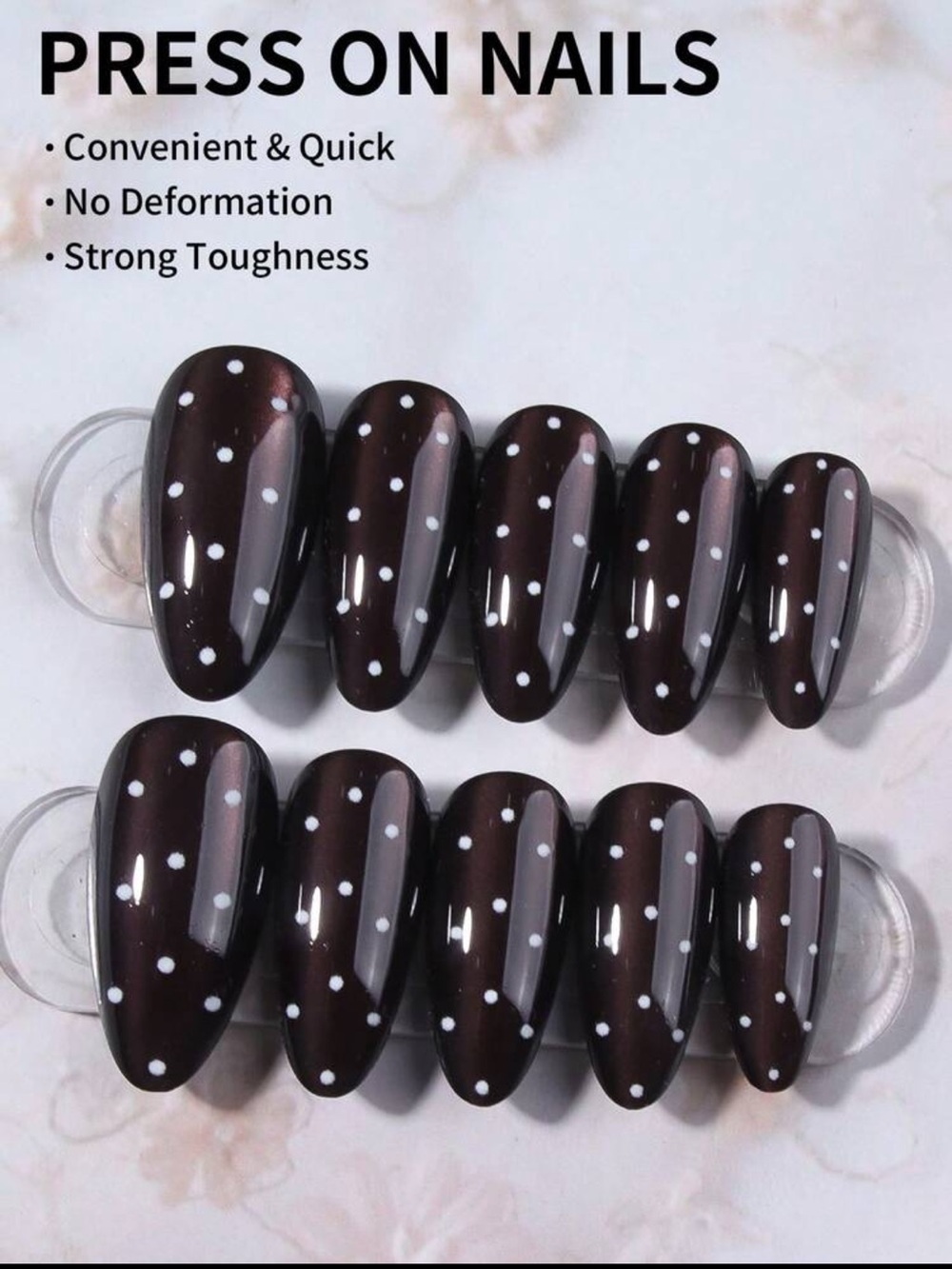 Polka Dot Metallic Cat-Eye Press On Nail Set NEW 🏷️ - Picture 2 of 4